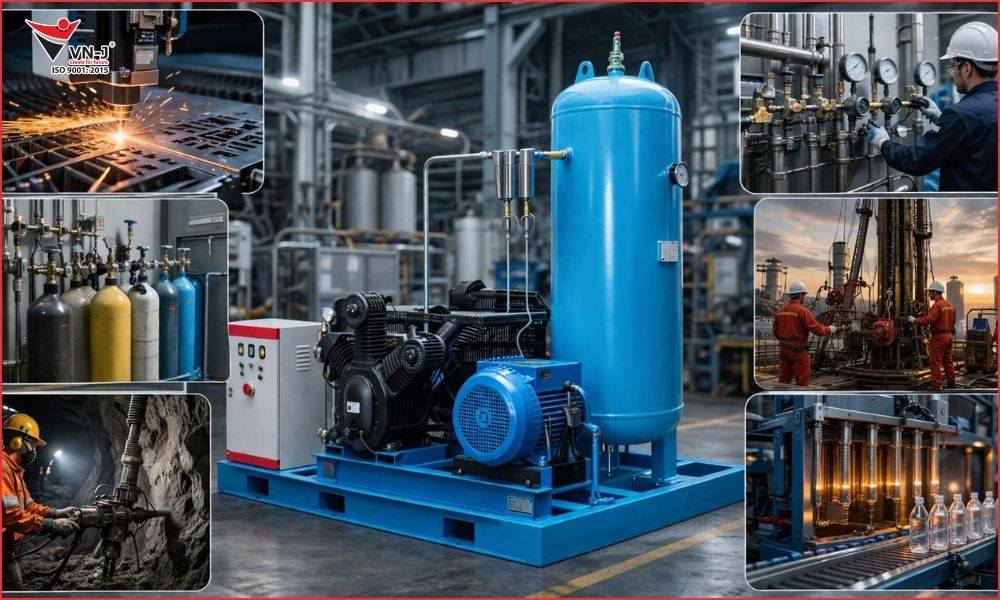 Ứng dụng thực tế của máy nén khí cao áp piston